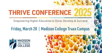 THRIVE Conference logo with tree and colorful leaves